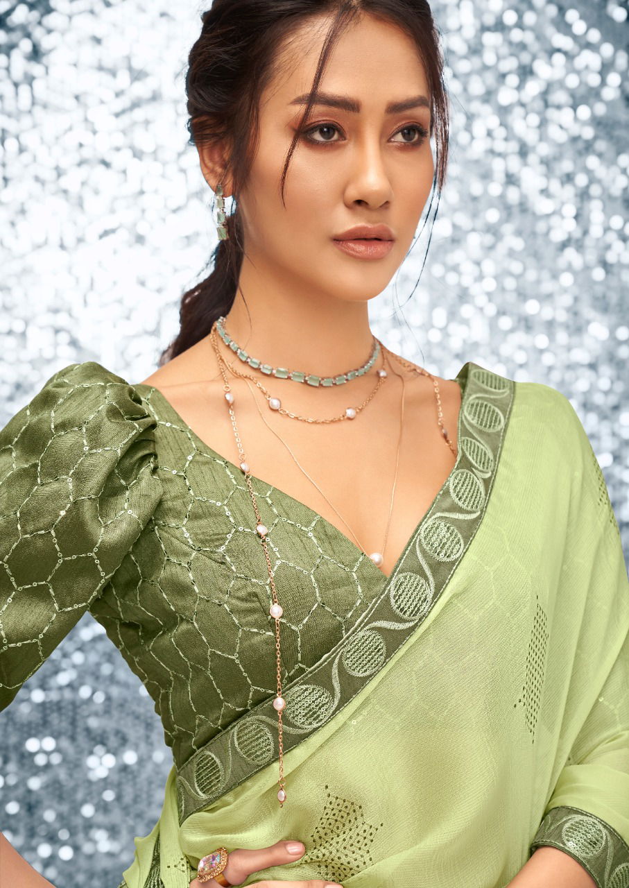 Stavan Emily Fancy Stylish Party Wear Chiffon Saree Collection